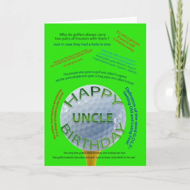 Golf Jokes birthday card for uncle (Front)