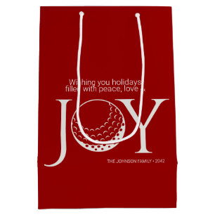Golf Joy & Peace Christmas Medium Gift Bag