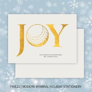 Golf Joy & Peace Flat Christmas Holiday Card