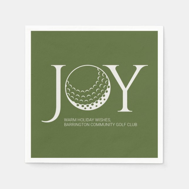 Golf Joy & Peace Green Christmas Napkin (Front)