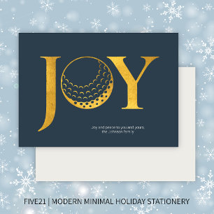 Golf Joy & Peace Navy Blue Flat Christmas Holiday Card