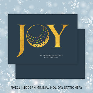 Golf Joy & Peace Navy Blue Flat Christmas Holiday Card