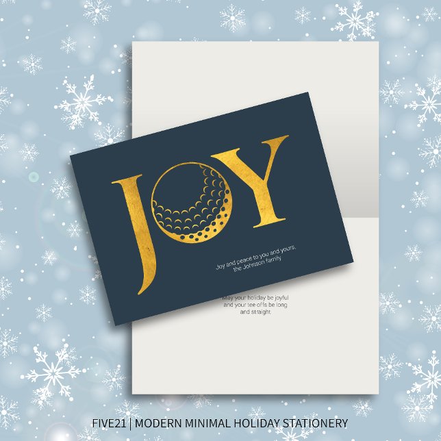 Golf Joy & Peace Navy Blue Folded Christmas Holiday Card (Creator Uploaded)