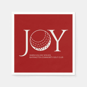 Golf Joy & Peace Red Christmas Napkin