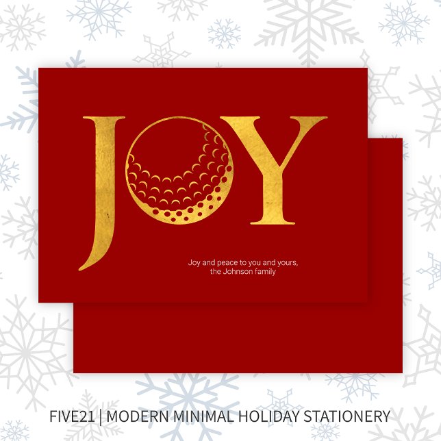 Golf Joy & Peace Red Flat Christmas Holiday Card (Creator Uploaded)