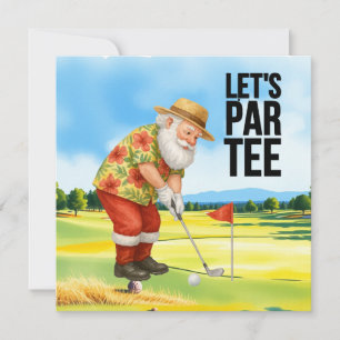 Golf July Christmas with Santa Claus Golfing Holiday Card