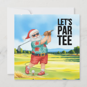 Golf July Christmas with Santa Claus Golfing Holiday Card