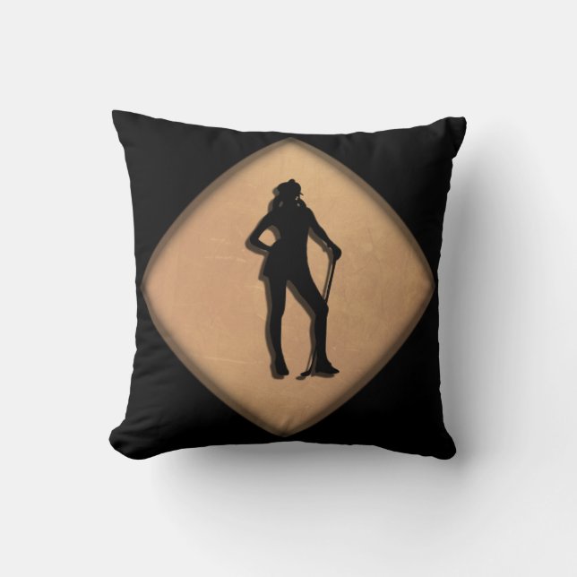 Golf Lady and Gentleman Throw Pillow (Front)