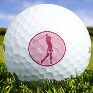 Golf Lady Golfer Player Chic Pink Sports Monogram Balls
