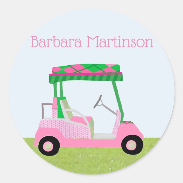 Golf Lady Theme Return Address  Classic Round Sticker (Front)