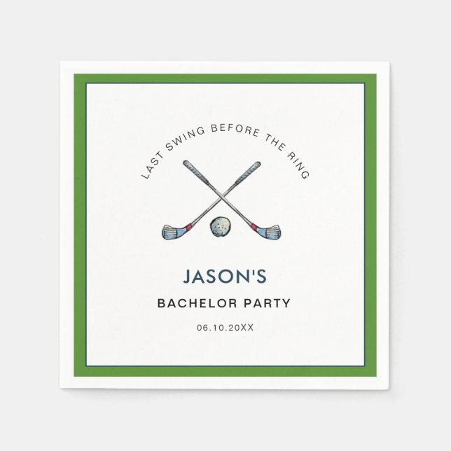 Golf "Last swing Before the ring" Bachelor Party  Napkin (Front)