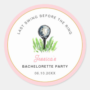 Golf "Last swing Before the ring" Bachelorette  Classic Round Sticker