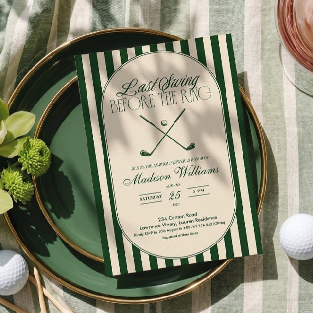 Golf "Last Swing before the Ring" Bridal Shower Invitation (Creator Uploaded)
