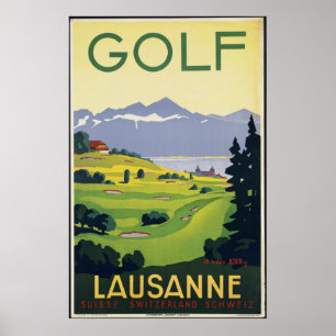 Golf Lausanne Vintage Travel Poster Ad Retro Print