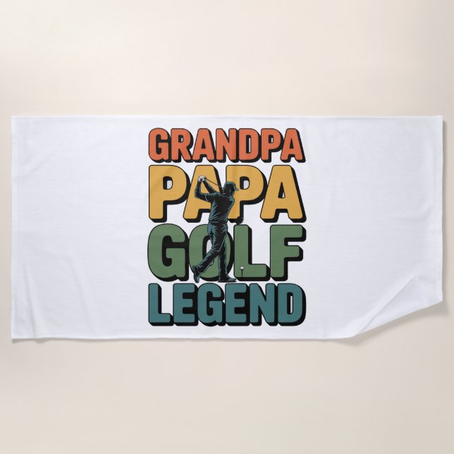 Golf Legend Grandpa Papa Beach Towel (Front)
