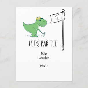 Golf Let’s Par tee 1st Birthday Dinosaur golfing  Postcard