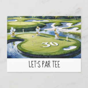 Golf Let’s Par tee  30th Birthday for golfer party Postcard