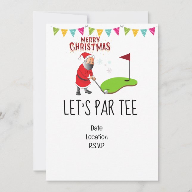 Golf Let’s Par tee Christmas party for golfer Invitation (Front)