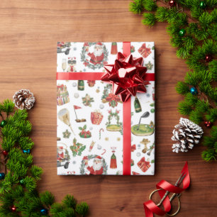 Golf “Let’s Par-Tee” Christmas Party Pattern Wrapping Paper