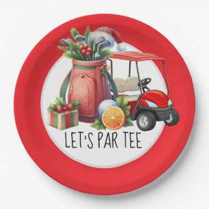 Golf Let’s Par tee Christmas Themed for Golfer Paper Plate