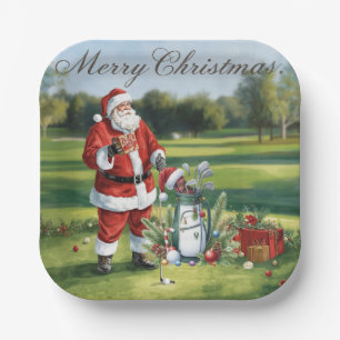 Golf Let’s Par tee Christmas Themed for Golfer Paper Plate
