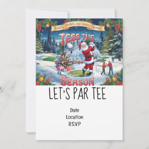 Golf Let’s Par tee Christmas with Santa Claus Invitation