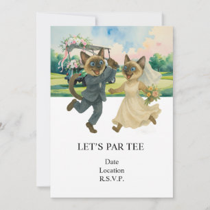 Golf Let’s Par tee for cat lovers WEDDING Invitation