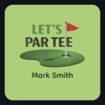 Golf Let’s Par Tee Napkins | Golf Bachelor Party  Square Sticker<br><div class="desc">Complete your golf bachelor celebration with this coordinated “Let’s Par Tee” party stickers. Designed with a bold putting green and classic red flag, this clean country club style is perfect for groom’s final round weekends, wedding celebrations, and golf-themed parties. for • Golf bachelor party weekends • Groom’s final round celebration...</div>