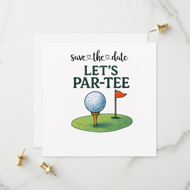Golf Let’s Par-Tee Party Golf Theme  Save The Date (Front/Back In Situ)