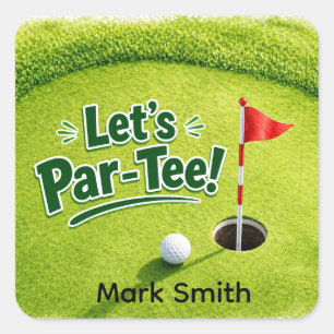 Golf Let’s Par-Tee Putting Green Party Square Sticker