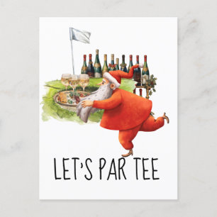 Golf Let’s Par tee with golf flag on green Postcard