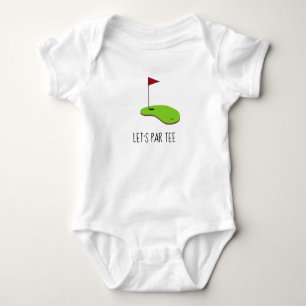 Golf Let’s Par tee with golf flag on green white 