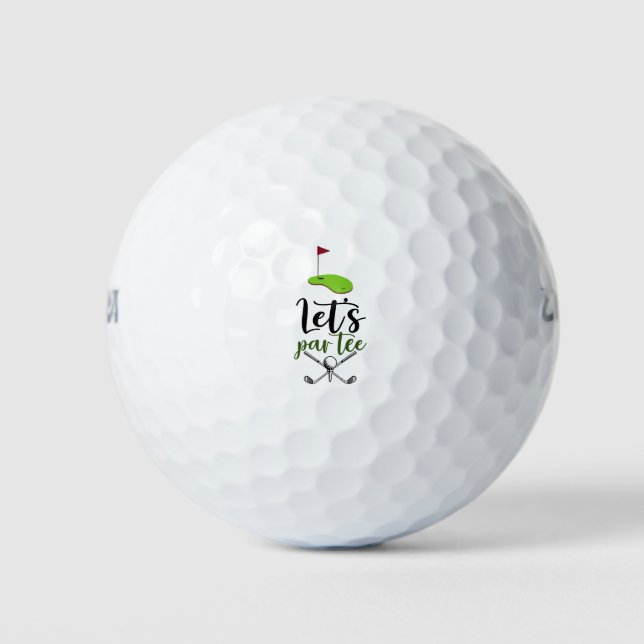 Golf Let’s Par tee with golf flag on green white  Golf Balls (Front)