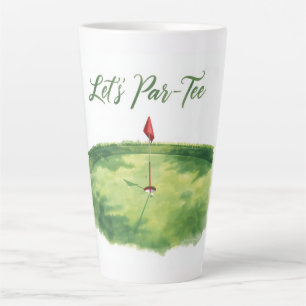 Golf Let’s Par tee with golf flag on green white Latte Mug