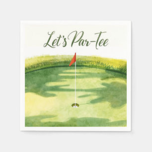 Golf Let’s Par tee with golf flag on green white  Napkin