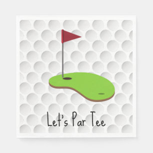 Golf Let’s Par tee with golf flag on green white Napkin
