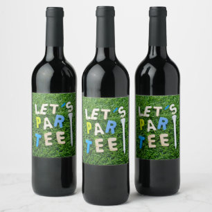 Golf let us golfer party with tee on green grass wine label
