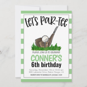 Golf Let's Par-tee Birthday Invitation
