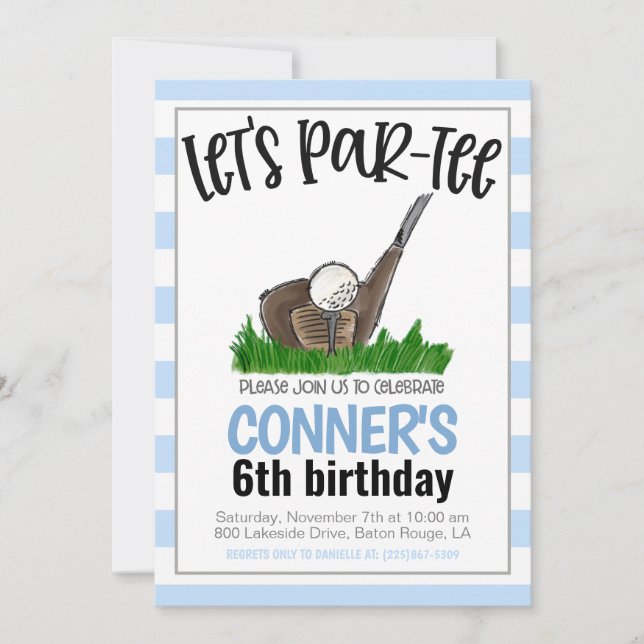 Golf Let's Par-tee Birthday Invitation (Front)