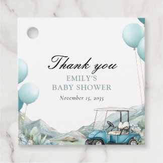 Golf Let's Par-tee Blue Baby Shower Favour Tags