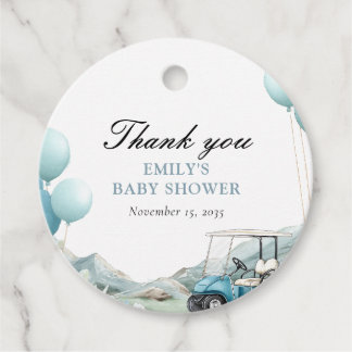 Golf Let's Par-tee Blue Baby Shower Favour Tags