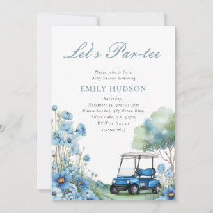 Golf Let's Par-tee Blue Baby Shower Invitation