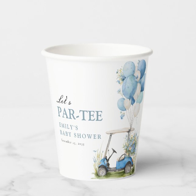 Golf Let's Par-tee Boy Baby Shower Paper Cups (Front)