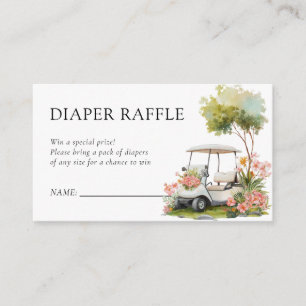 Golf Let's Par-tee Girl Baby Shower Diaper Raffle Enclosure Card