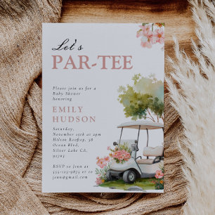 Golf Let's Par-tee Girl Baby Shower Invitation