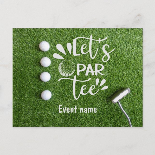 Golf Let's Par Tee Golfer Party on green grass Postcard (Front)