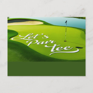Golf Let's Par tee on putting green  Postcard