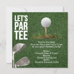 Golf Let's Par tee party invitation with golf ball