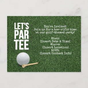 Golf Let's Par tee party invitation with golf ball Postcard