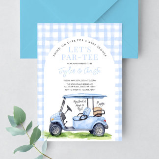 Golf Let's Par-Tee Tee Time Baby Shower Invitation